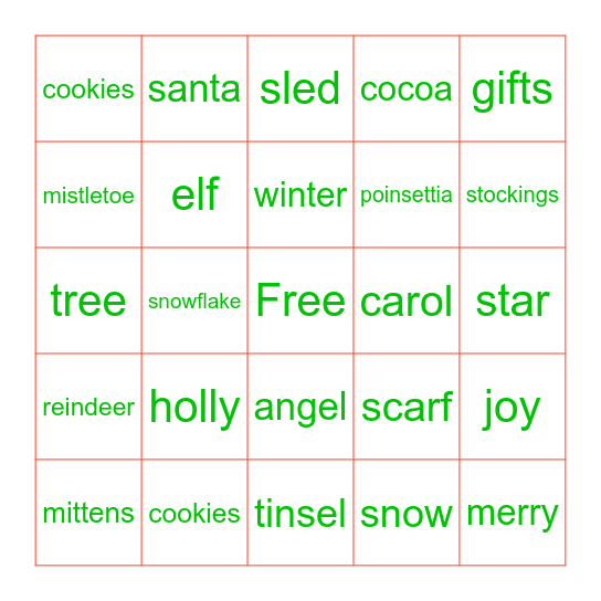 Christmas Bingo Card
