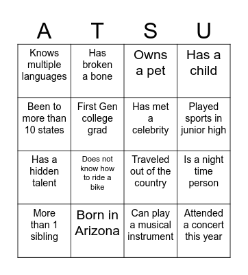 Human Bingo Card