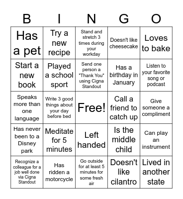 Team Bingo Card