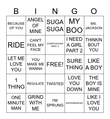 R&B Bingo Card