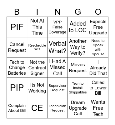 Vivint Bingo Card