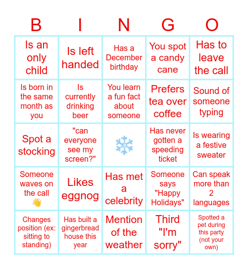 CX Party Bingo! Bingo Card