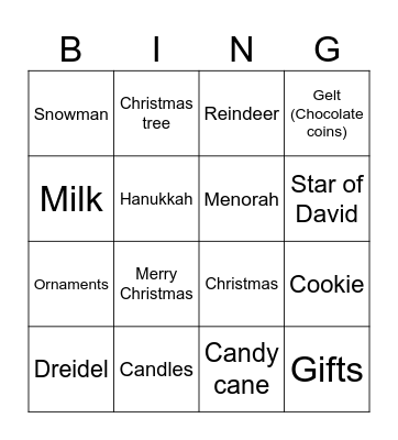 Holiday Bingo Card