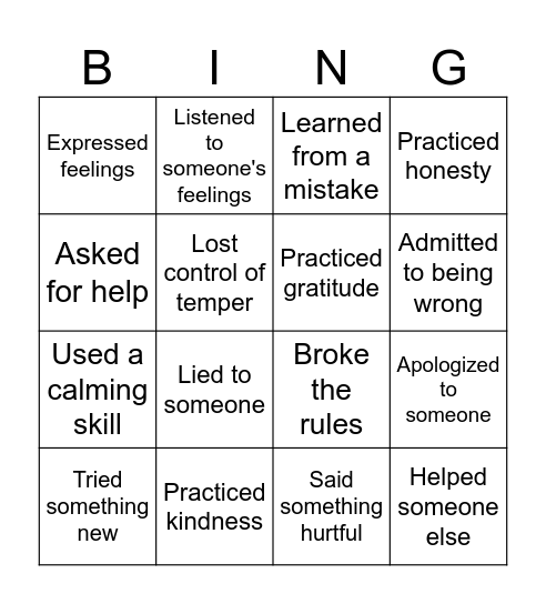 ELF Bingo Card