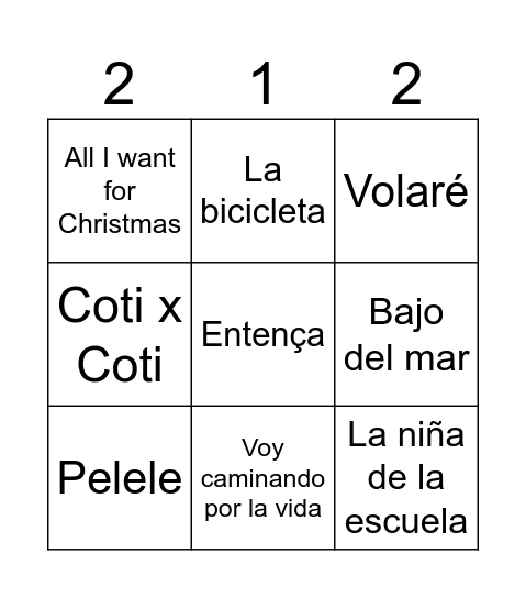 BingoMusical ENTENÇA Bingo Card
