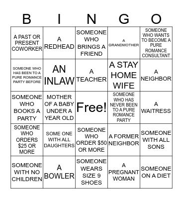 PURE ROMANCE Bingo Card