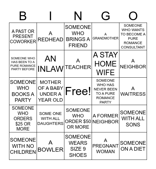 PURE ROMANCE Bingo Card