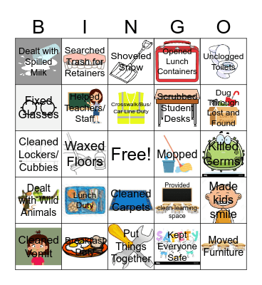 Custodial/Maintenance Bingo Card