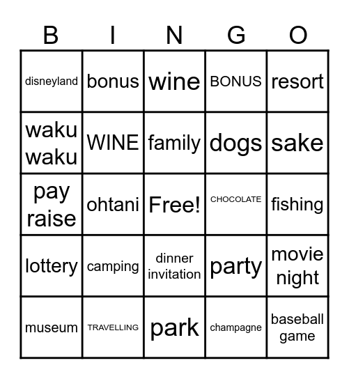 WAKU WAKU Bingo Card