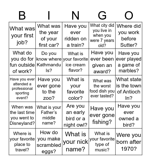 EDM Human Bingo Card