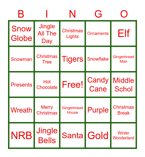 NRB Christmas Bingo Card