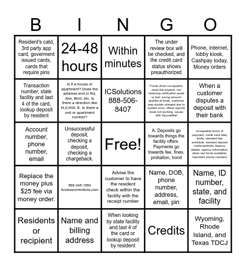 Access Bingo Card
