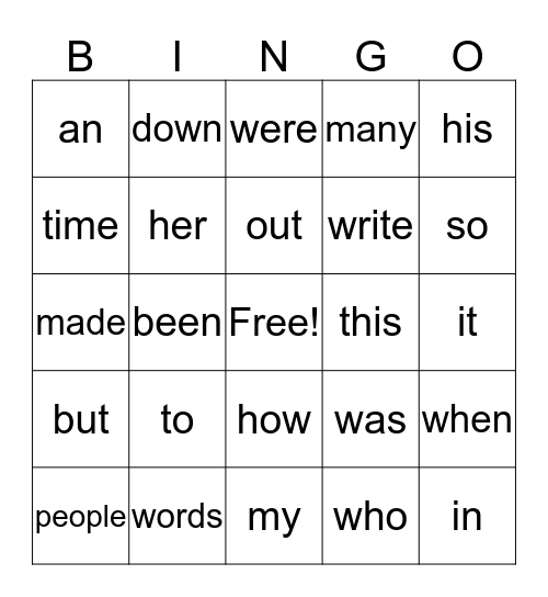 The First Hundred Bingo Card