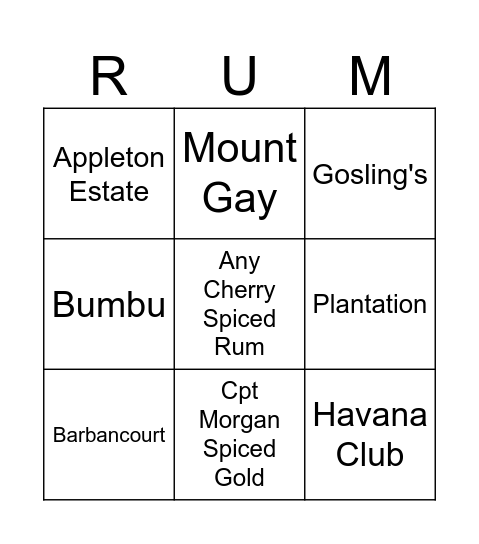 RUMAGEDDON Bingo Card