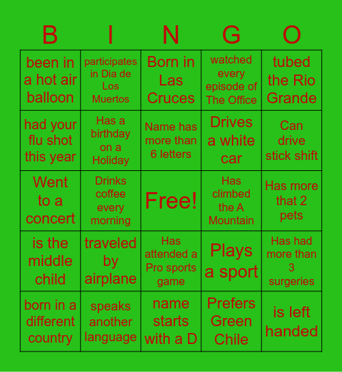 Christmas Bingo Fun Bingo Card
