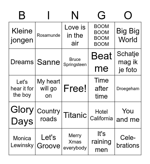 Tsjerk en Angrea 25 jaar Bingo Card