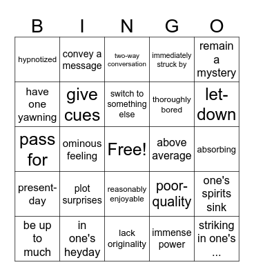 Entertainment and art Bingo Card