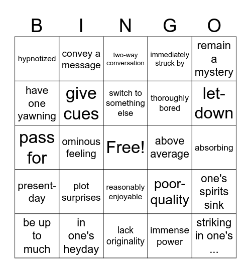 Entertainment and art Bingo Card