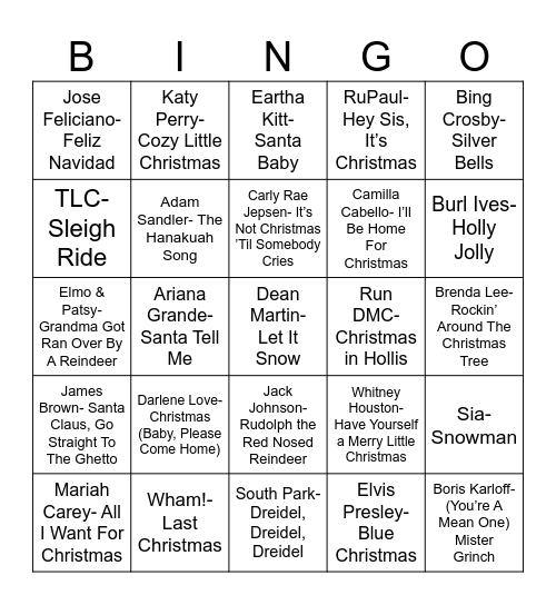 UnTotal Quiz presents Radio Bingo: Holiday Pop Musictitled Bingo Card