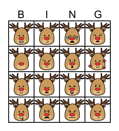 Reindeer Bingo Card