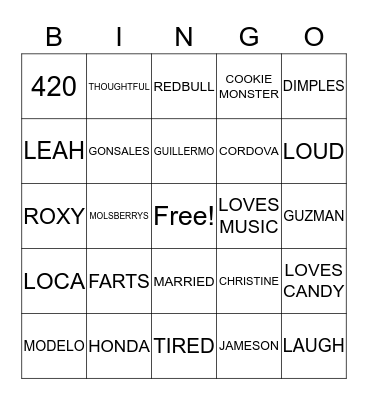 LEAH Bingo Card