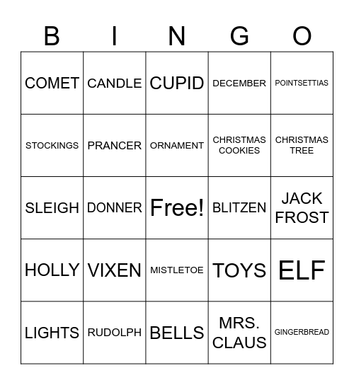 SANTA Bingo Card