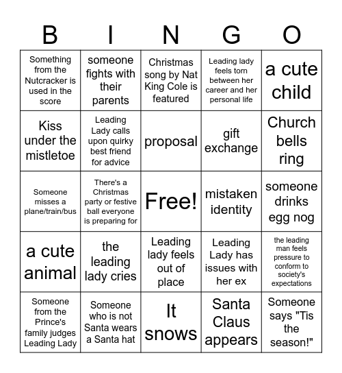 Christmas Prince Bingo Card