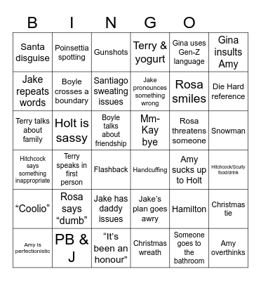 Brooklyn 99 Christmas Bingo Card