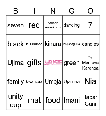 Kwanzaa Bingo Card