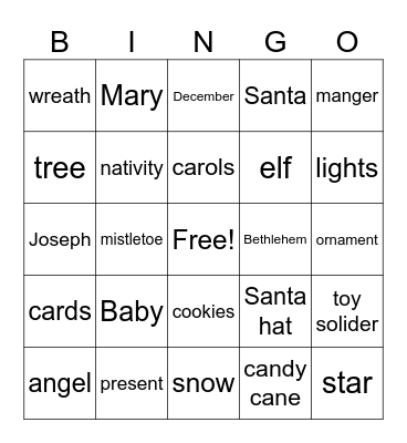 Christmas Bingo Card