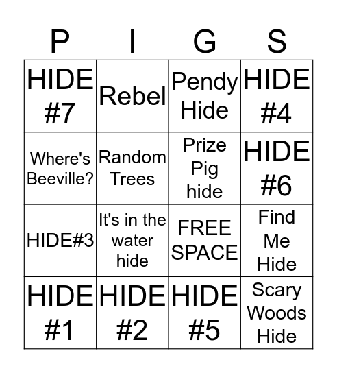 Dedicated Hunter Bingo Card