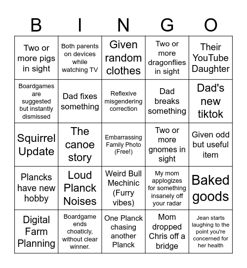 PLANCKMAS BINGO Card