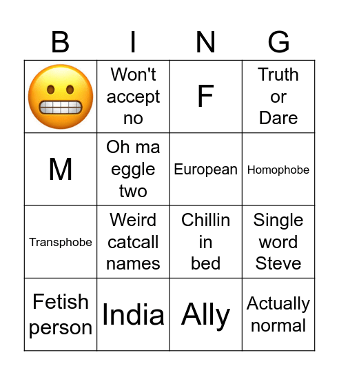 Chatsite bingo Card