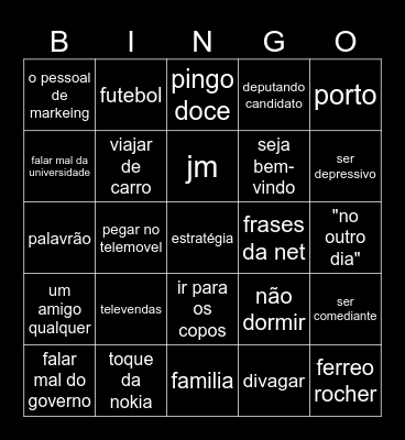 Para o pessoal do marketing Bingo Card