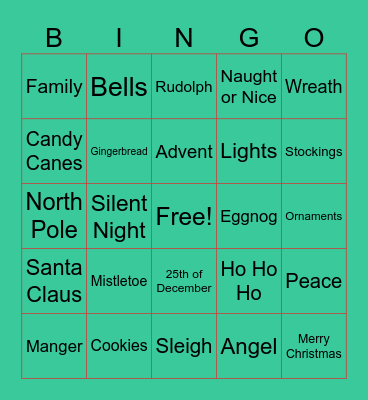 Christmas Bingo Card