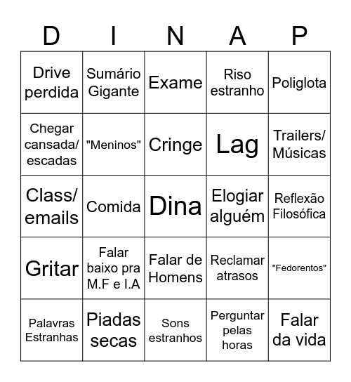 Dina Bingo Card