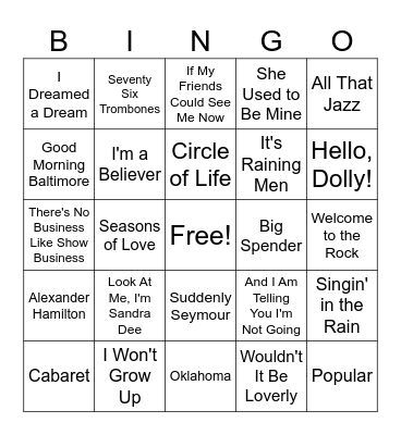Broadway Bingo Card