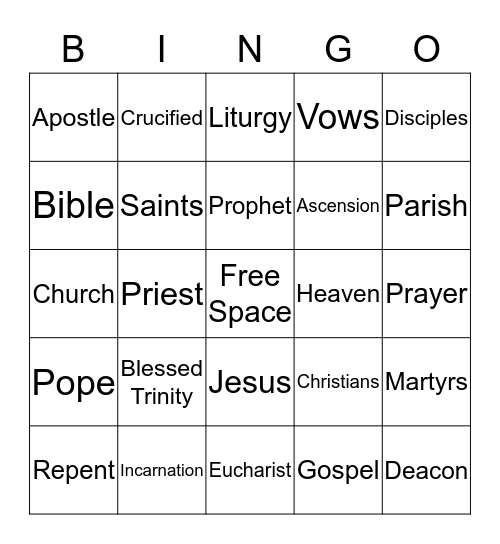 Bible Bingo Card