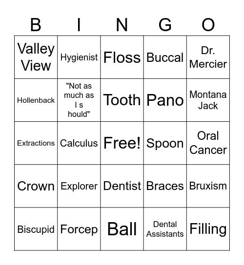 VVHC Bingo Card