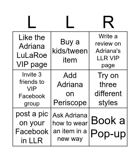 Adriana's LuLaRoe BINGO! Bingo Card