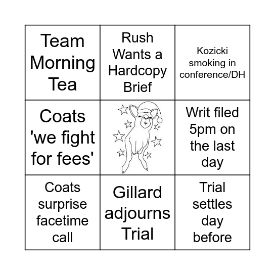 Christmas A Team Bingo Card