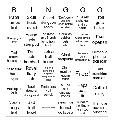 2023 TROLL Movie Bingo Card