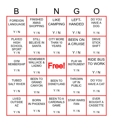 GET-TO-KNOW YOU BINGO! Bingo Card
