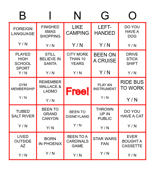 GET-TO-KNOW YOU BINGO! Bingo Card