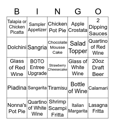 OG Lunch Time BINGO! Bingo Card