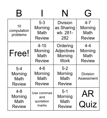 Fix It Up Workshop Bingo Card