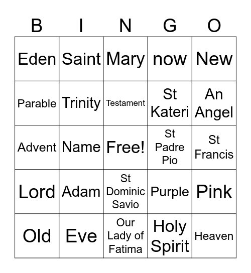 Review Bingo Card