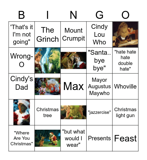 The Grinch Who Stole Christmas Bingo Card