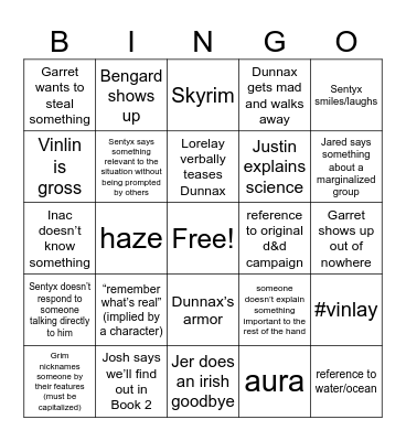 An Ocean of Others Ch 13 Bingo Card