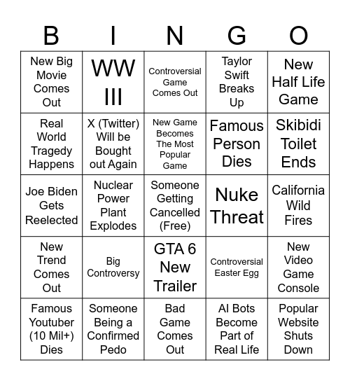 2024 Bingo Card Bingo Card